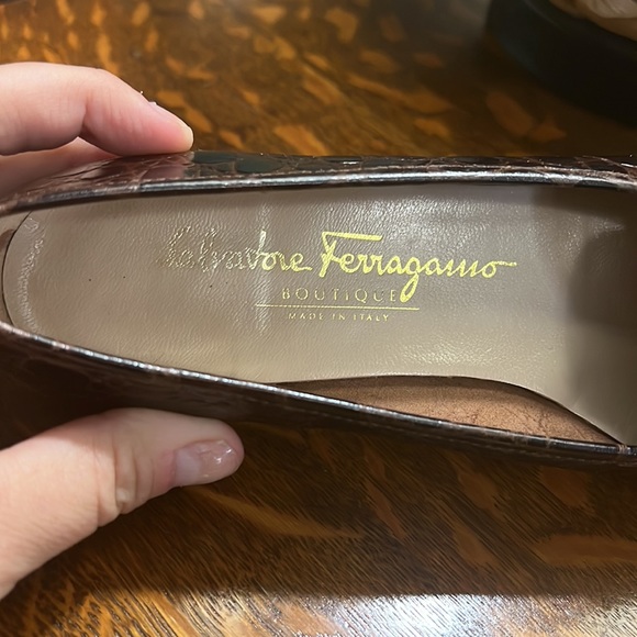 Salvatore Ferragamo brown embossed loafers - Picture 9 of 10